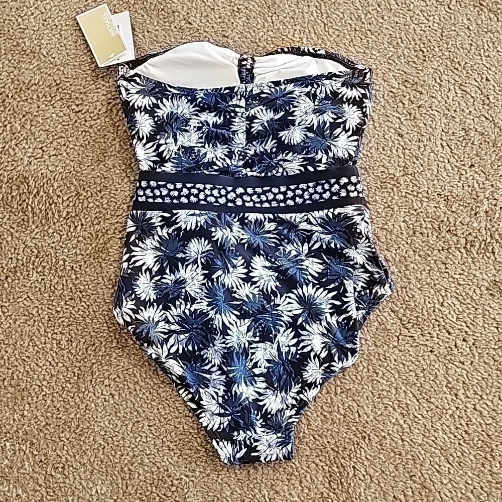 Michael Kors Navy Bandeau Cutout One-Piece Swimsuit Size 4
